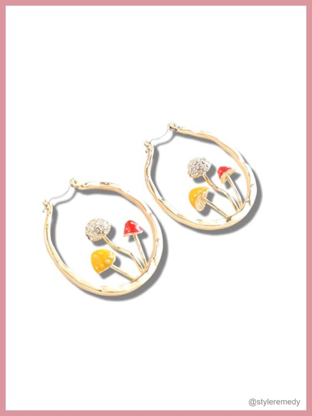 Chunky Gold Hoop Earrings Mushroom Anime Kawaii Statement Jewelry